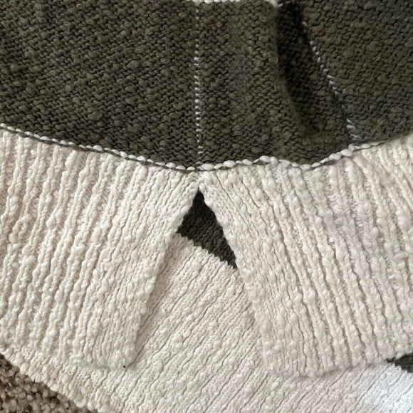 LOFT Green Cream Striped Cardigan V Neck Button Front Large NWT - Picture 6 of 7